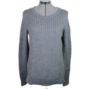 Loft gray knit metallic cross stitch sweater Med